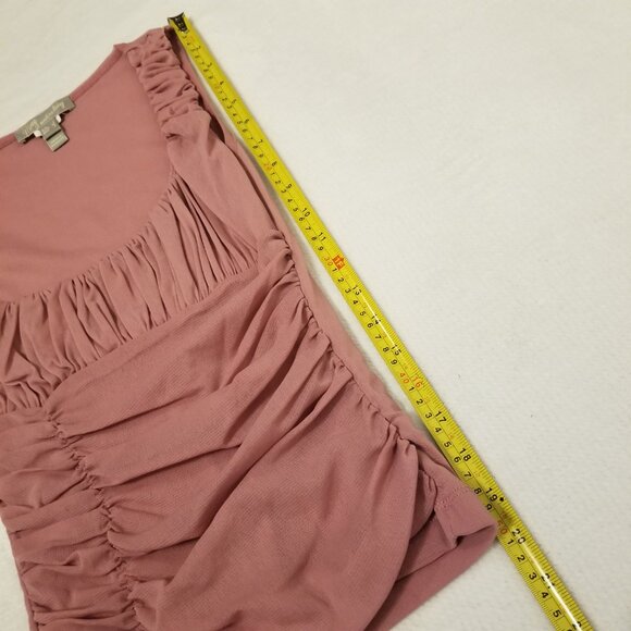 Pink Y2K Ruched Tank Top Mid Length Top Nude Women XS Vintage Feminine Girly - Picture 10 of 10